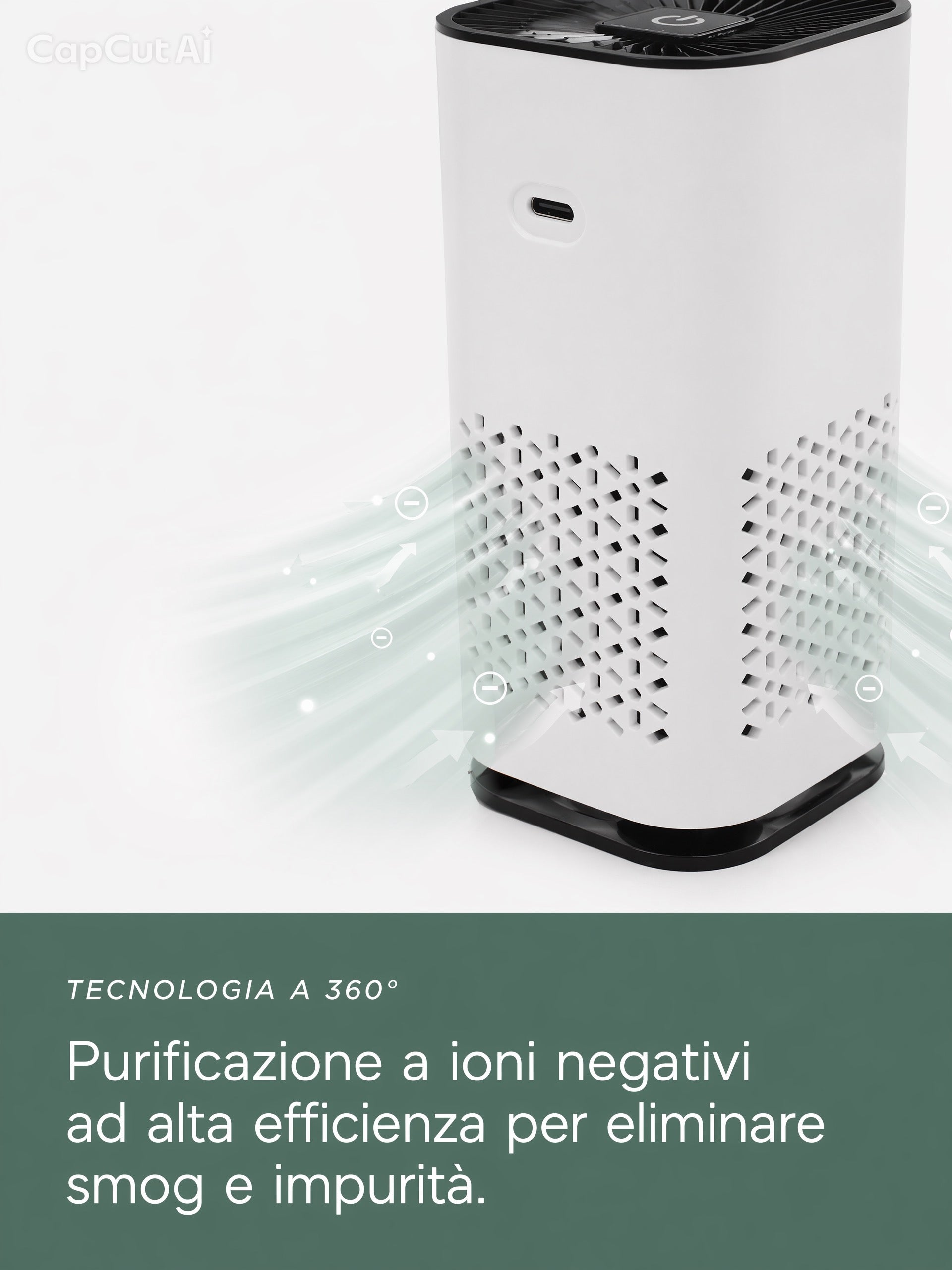 Purificatore d’Aria Portatile Flowgrid™ – Ionizzatore a Ioni Negativi per Auto e Casa
