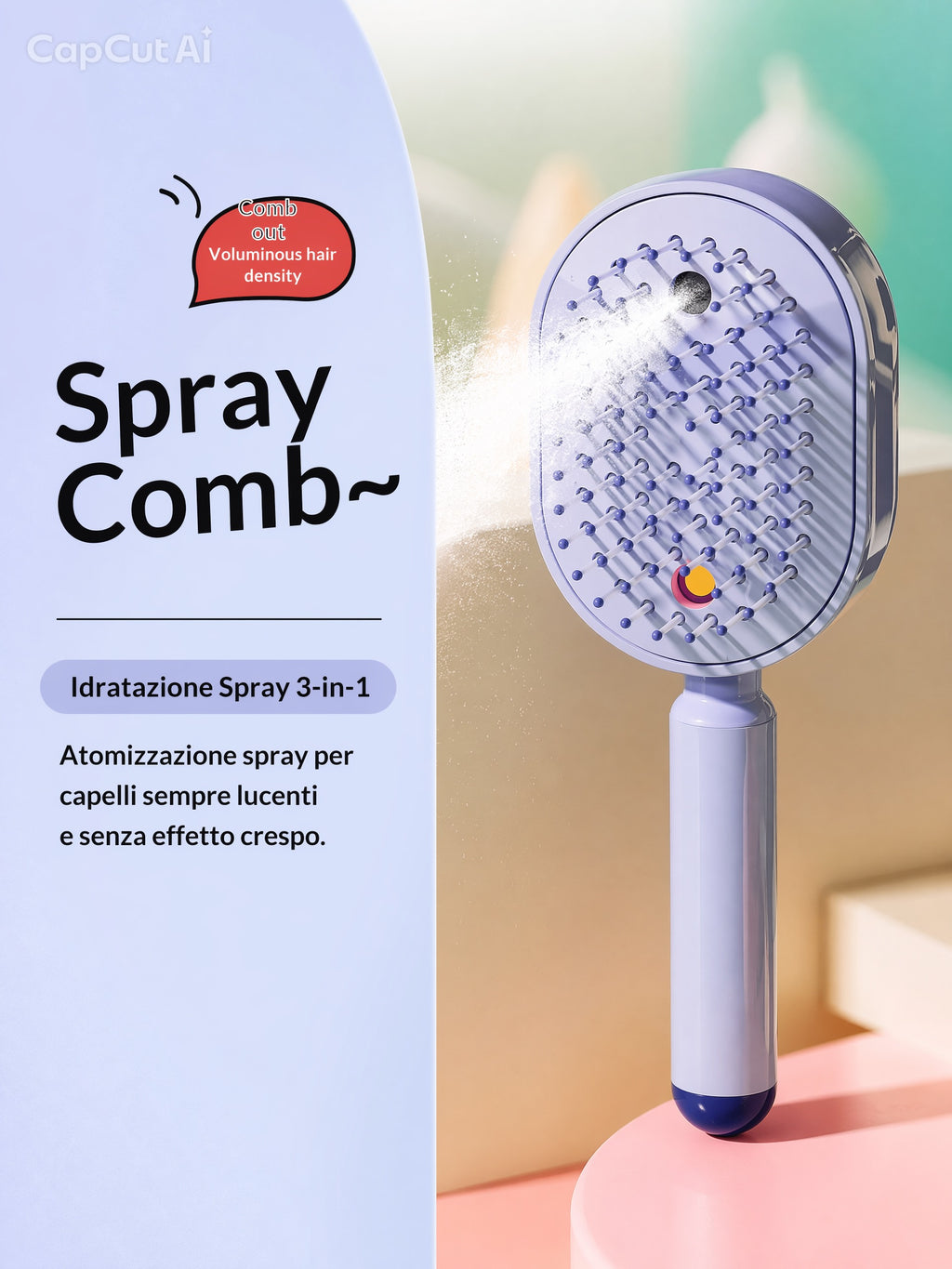 "Spazzola Professionale a Nebulizzazione – Trattamento Idratazione Profonda e Massaggio Capillare