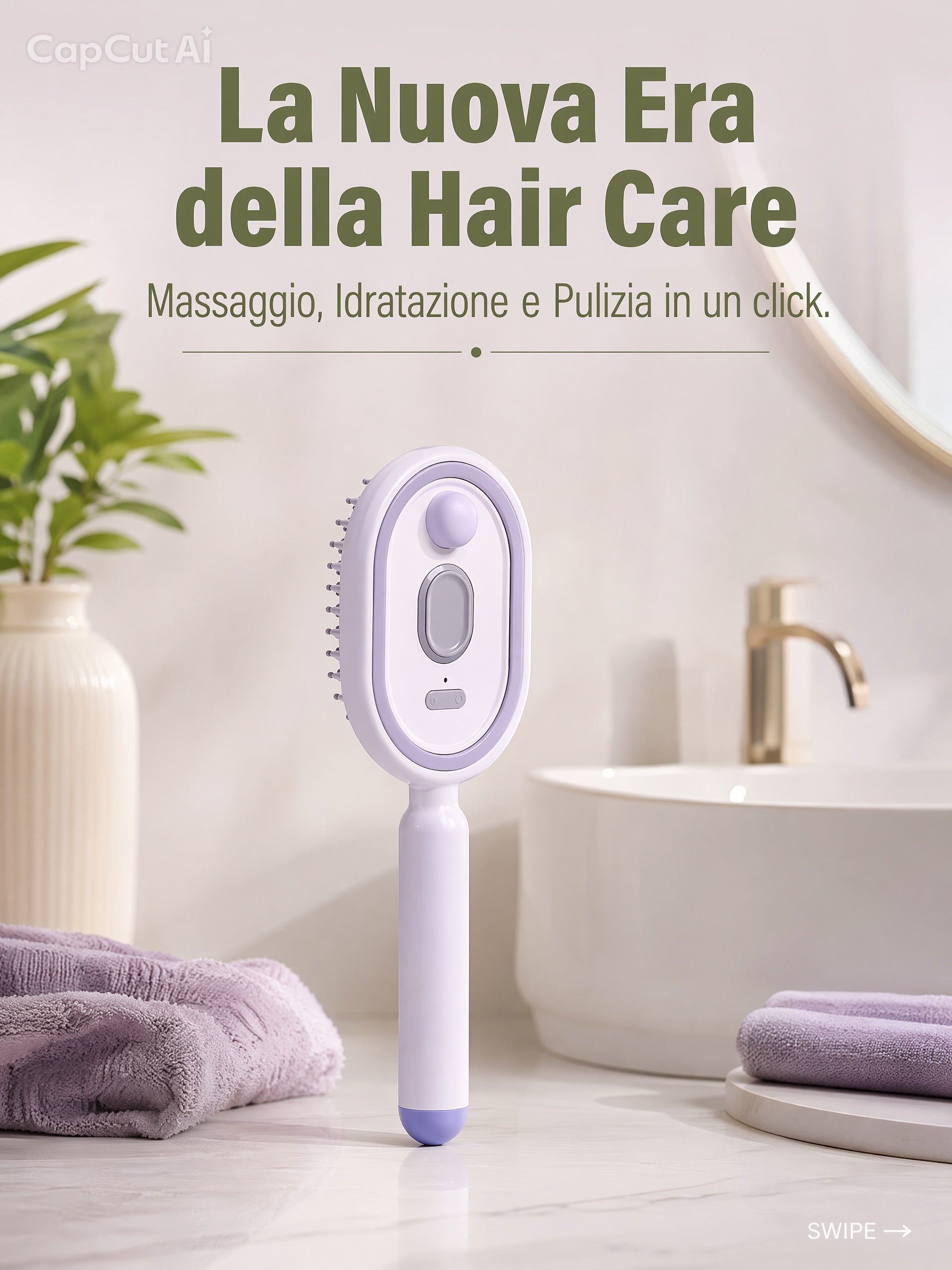 "Spazzola Professionale a Nebulizzazione – Trattamento Idratazione Profonda e Massaggio Capillare
